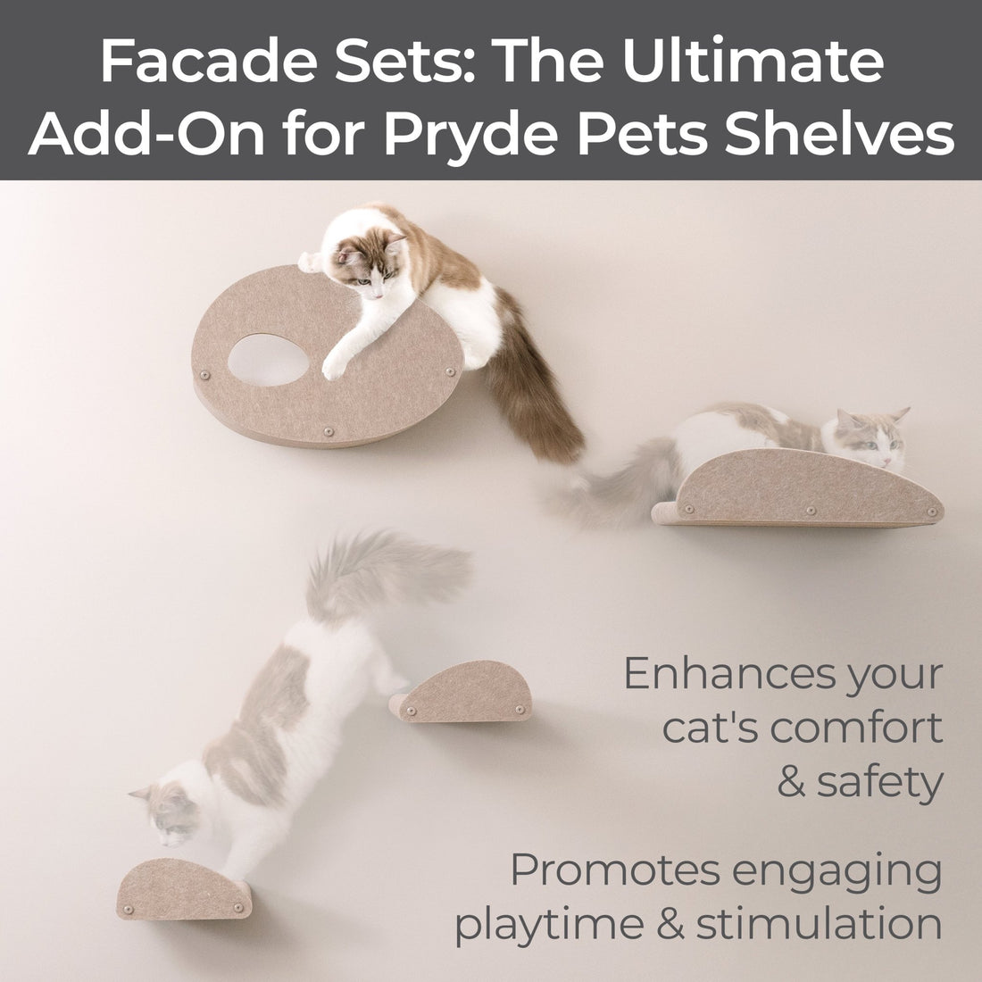 Set of 4 Oatmeal Cat Climber Facade Add-Ons