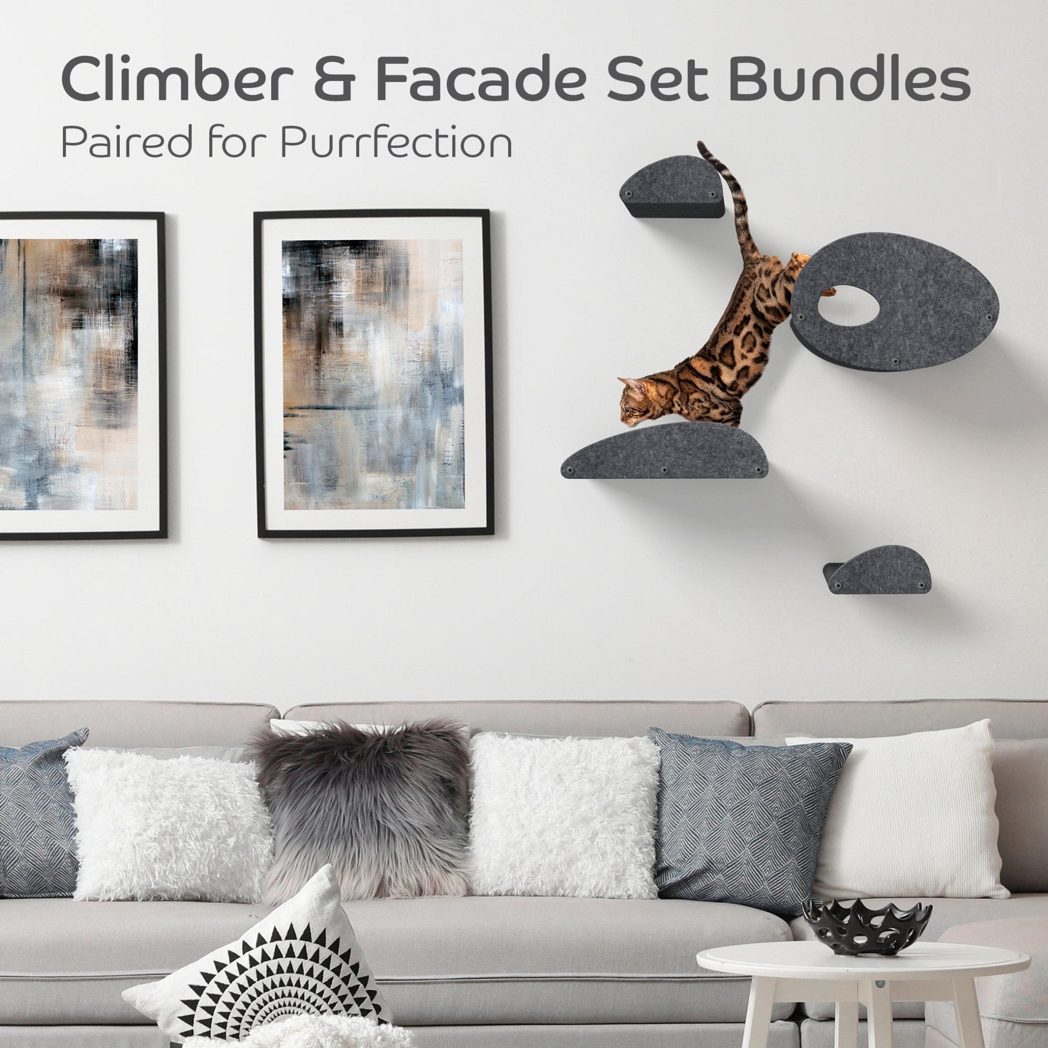 Charcoal Cat Climber Set (4 Shelves) with Facades - Pryde Pets | prydepets.com