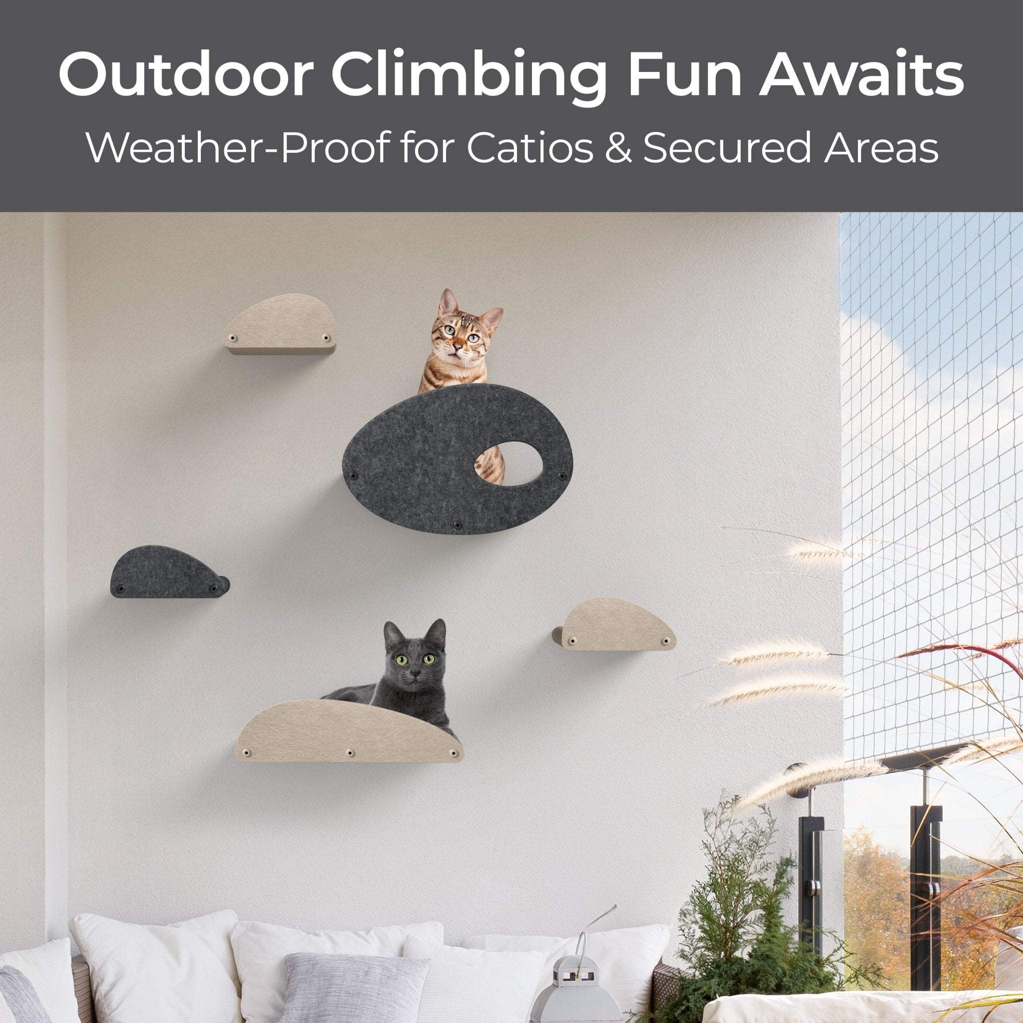 Curved Charcoal - Individual Cat Climber Facade - Pryde Pets | prydepets.com