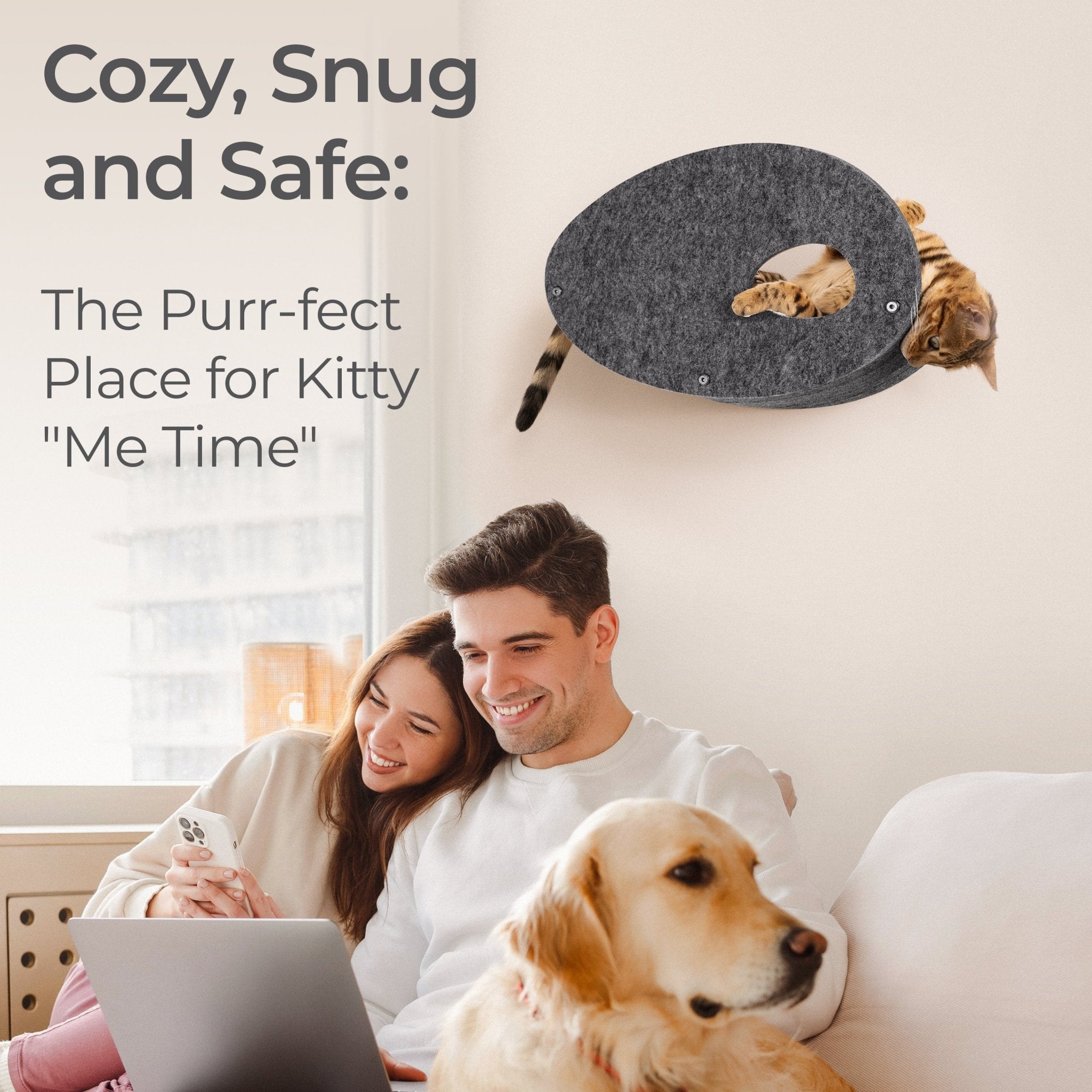 Curved Charcoal - Individual Cat Climber Facade - Pryde Pets | prydepets.com