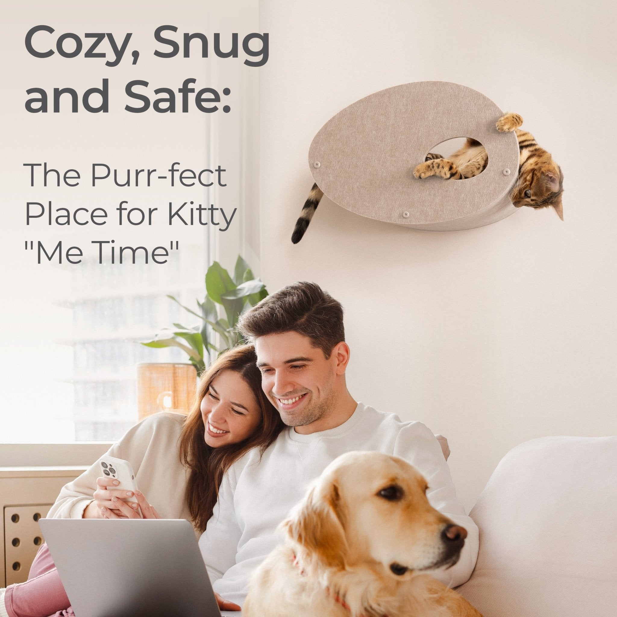 Curved Oatmeal - Individual Cat Climber Facade - Pryde Pets | prydepets.com
