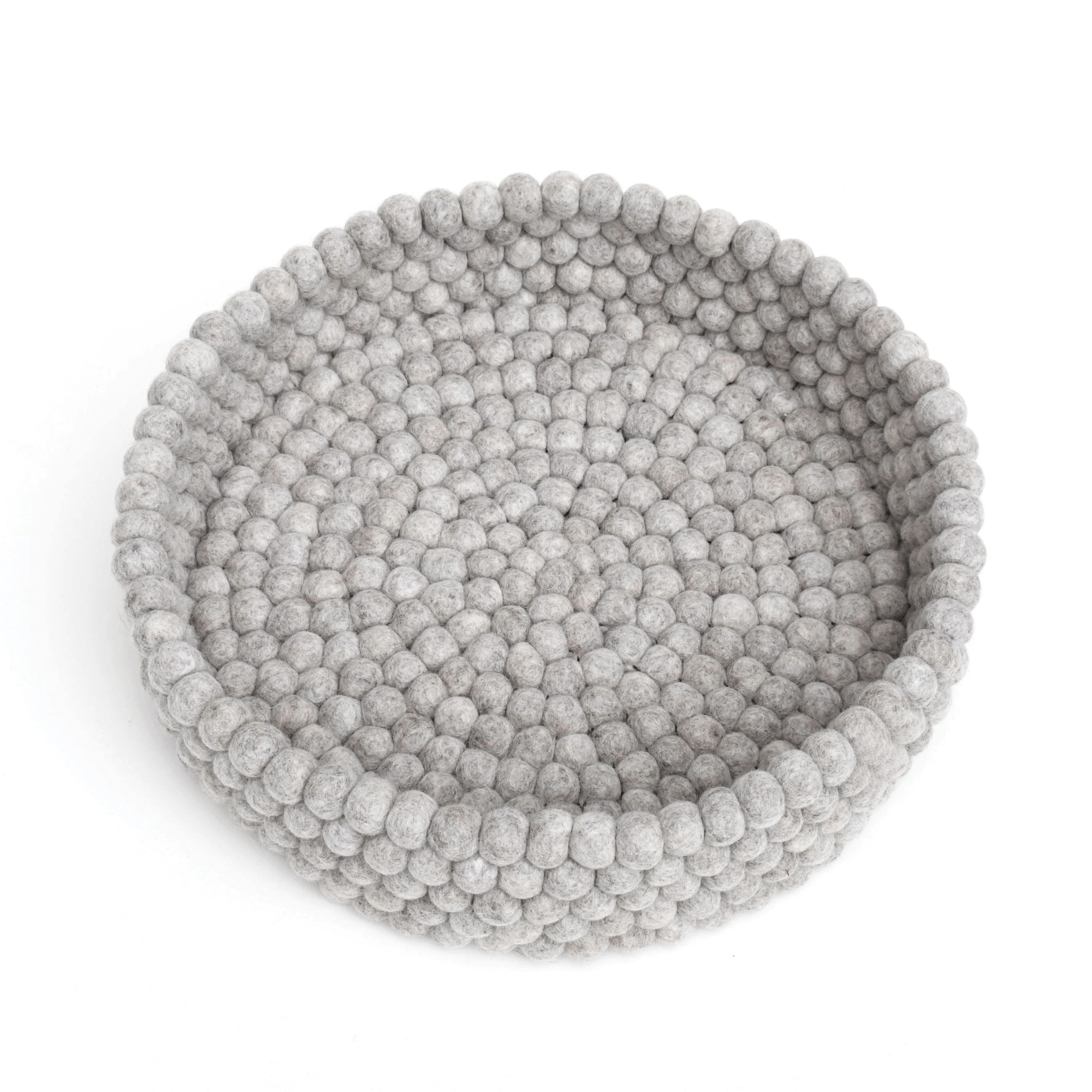 Handmade Felt Ball Cat Bed Round Wool Basket - Grey - Pryde Pets | prydepets.com