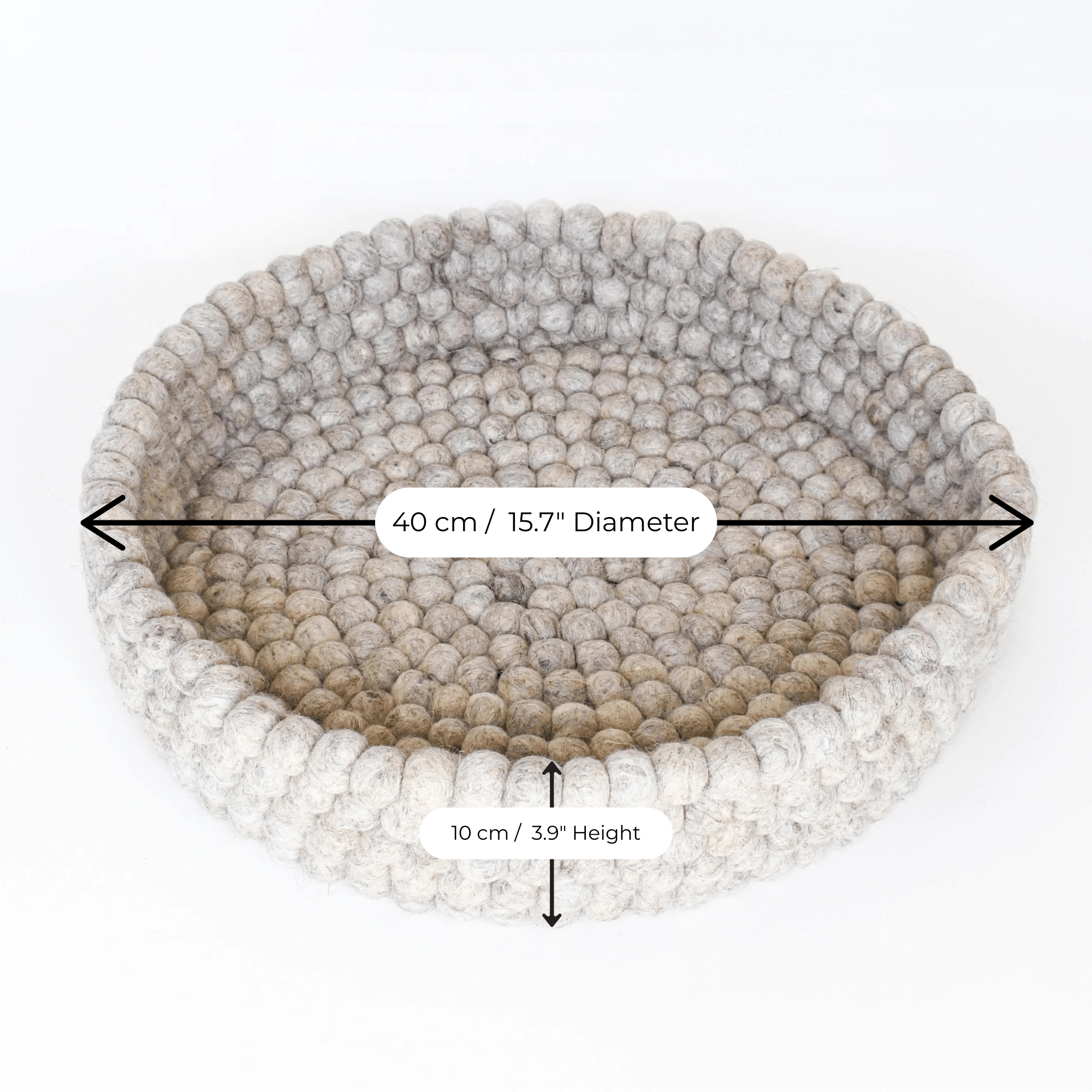 Handmade Felt Ball Cat Bed Round Wool Basket - Sandstone - Pryde Pets | prydepets.com