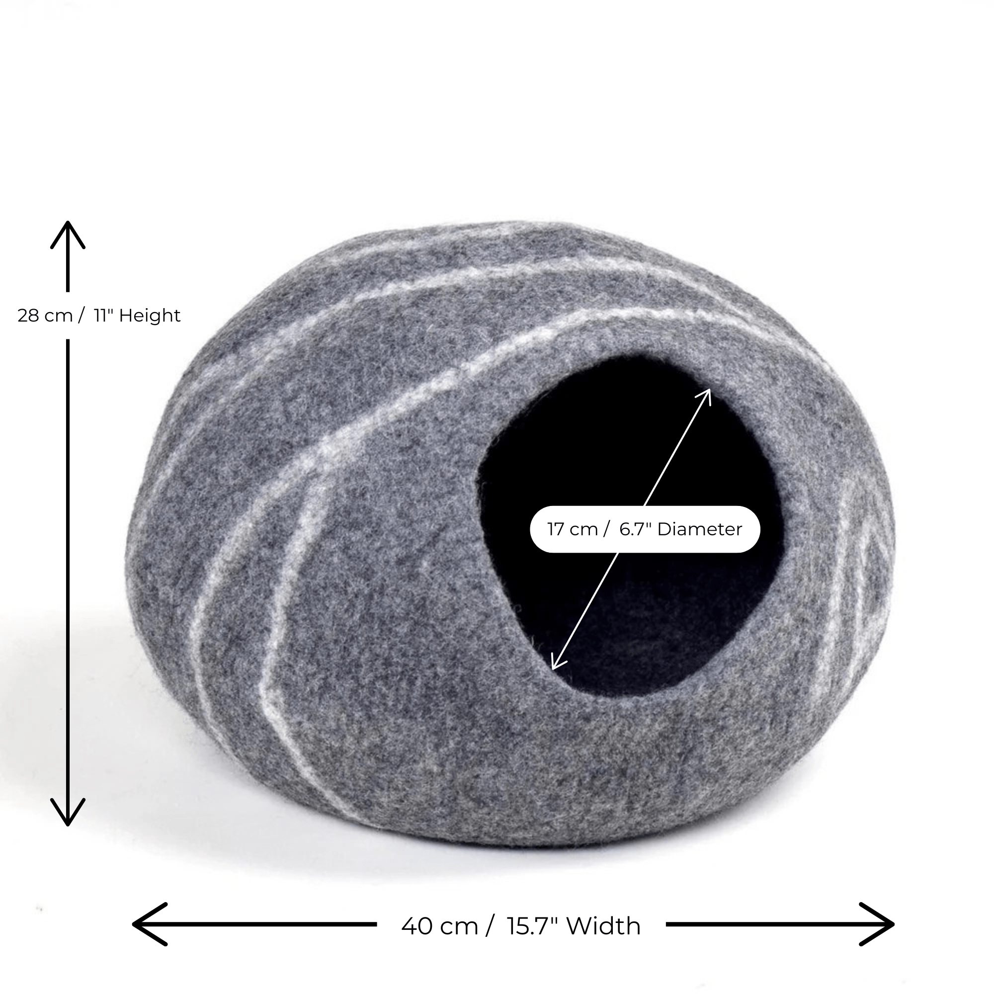 Handmade Felt Cat Cave – Dark Grey Slate - Pryde Pets | prydepets.com