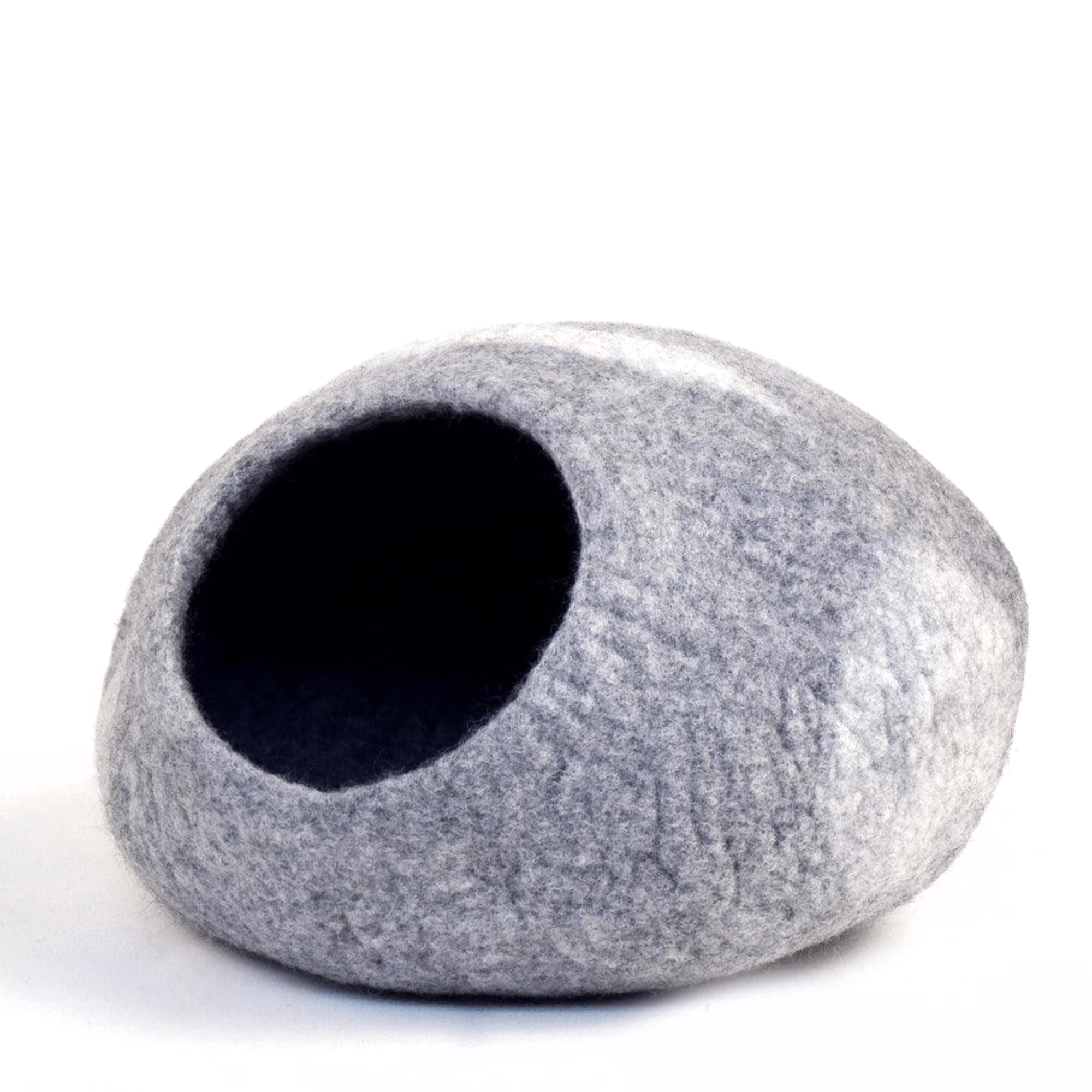 Handmade Felt Cat Cave – Light Grey River Stone - Pryde Pets | prydepets.com