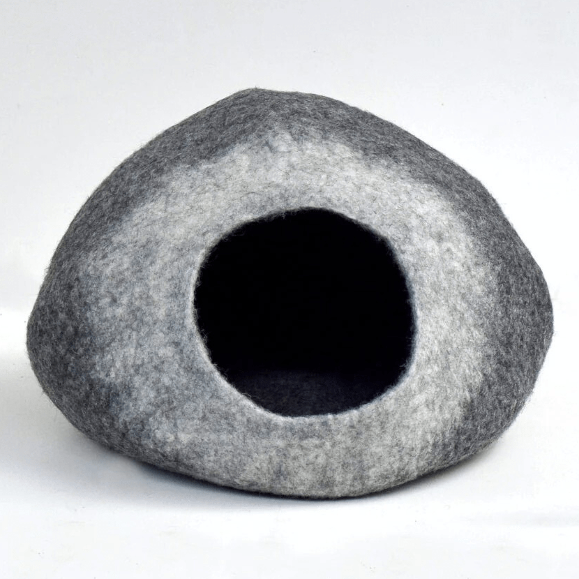 Handmade Felt Cat Cave – White Grey Ombre - Pryde Pets | prydepets.com