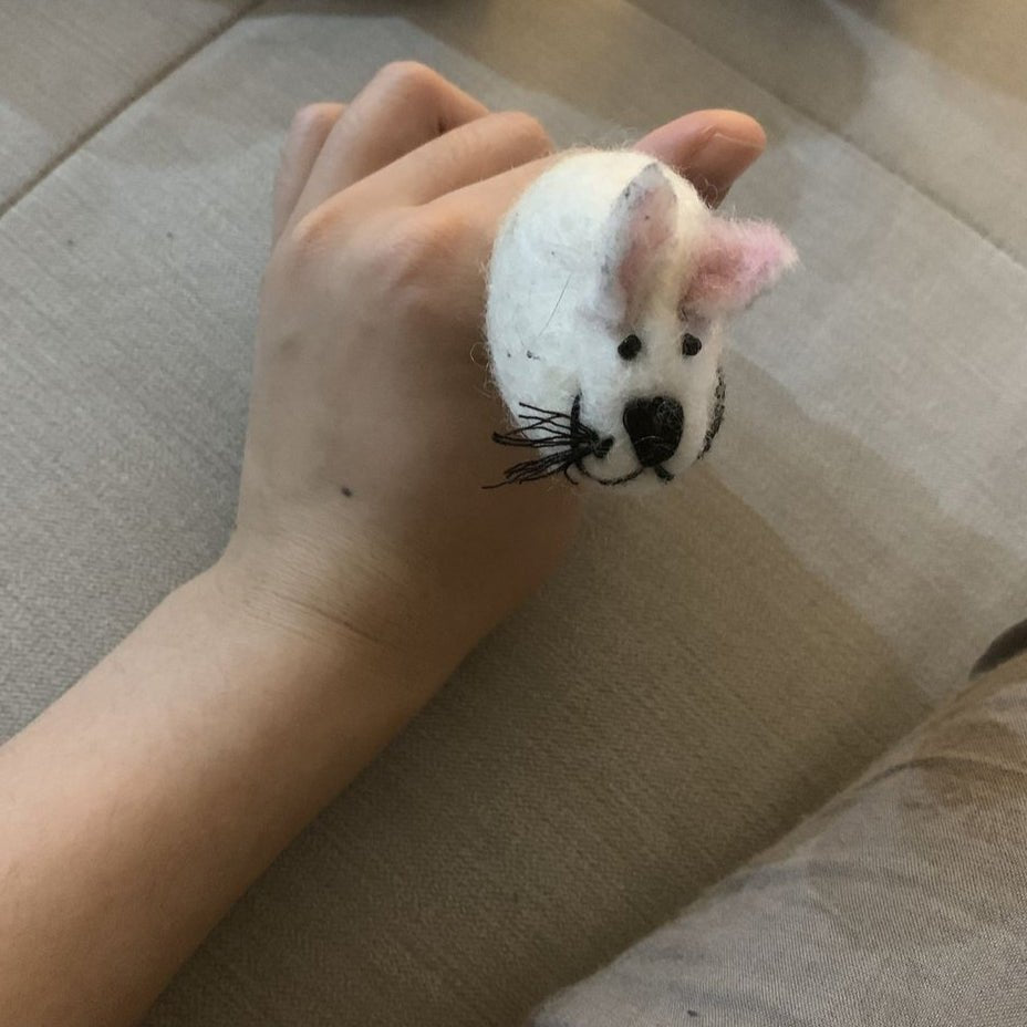 Handmade Felt Mouse Toy - White - Pryde Pets | prydepets.com