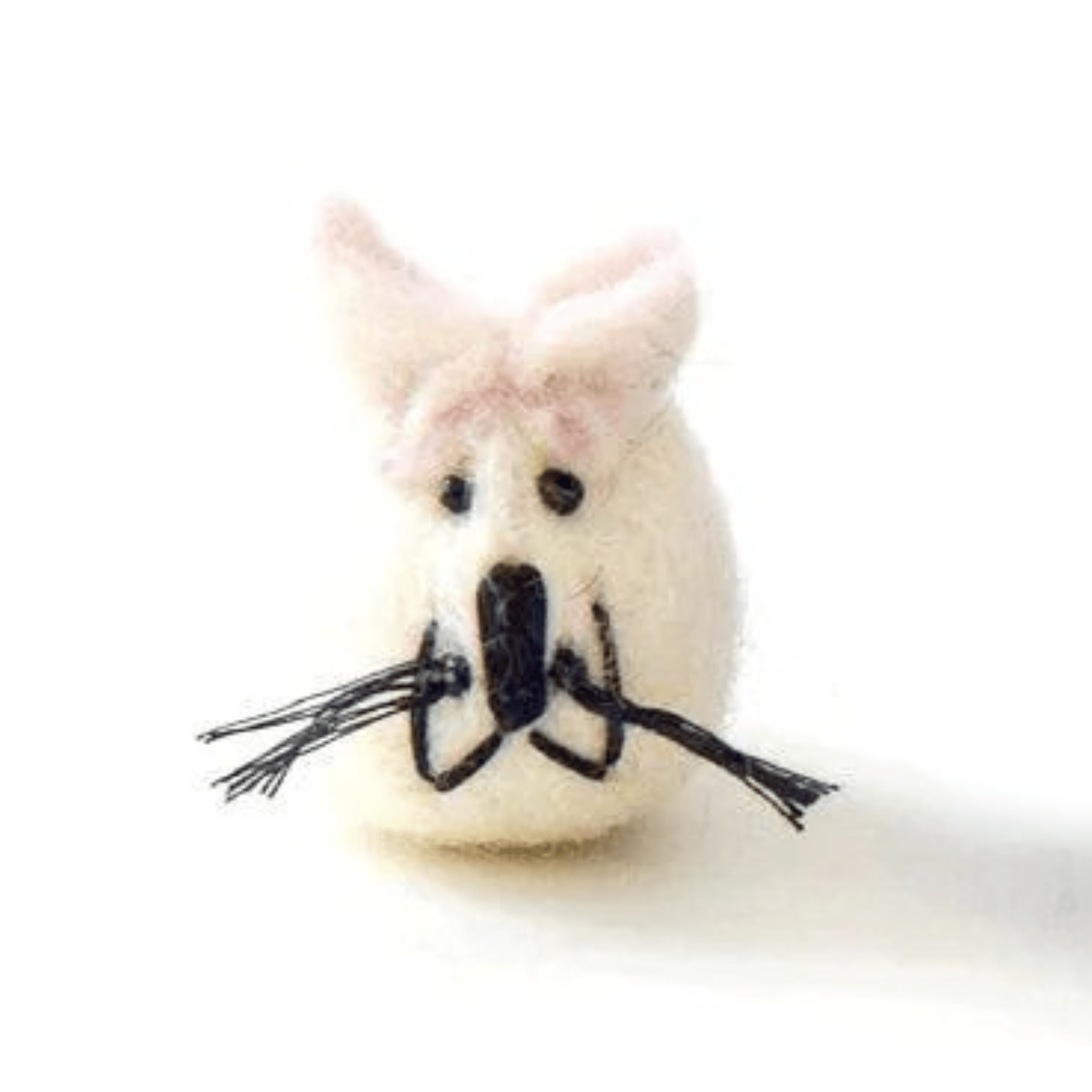 Handmade Felt Mouse Toy - White - Pryde Pets | prydepets.com