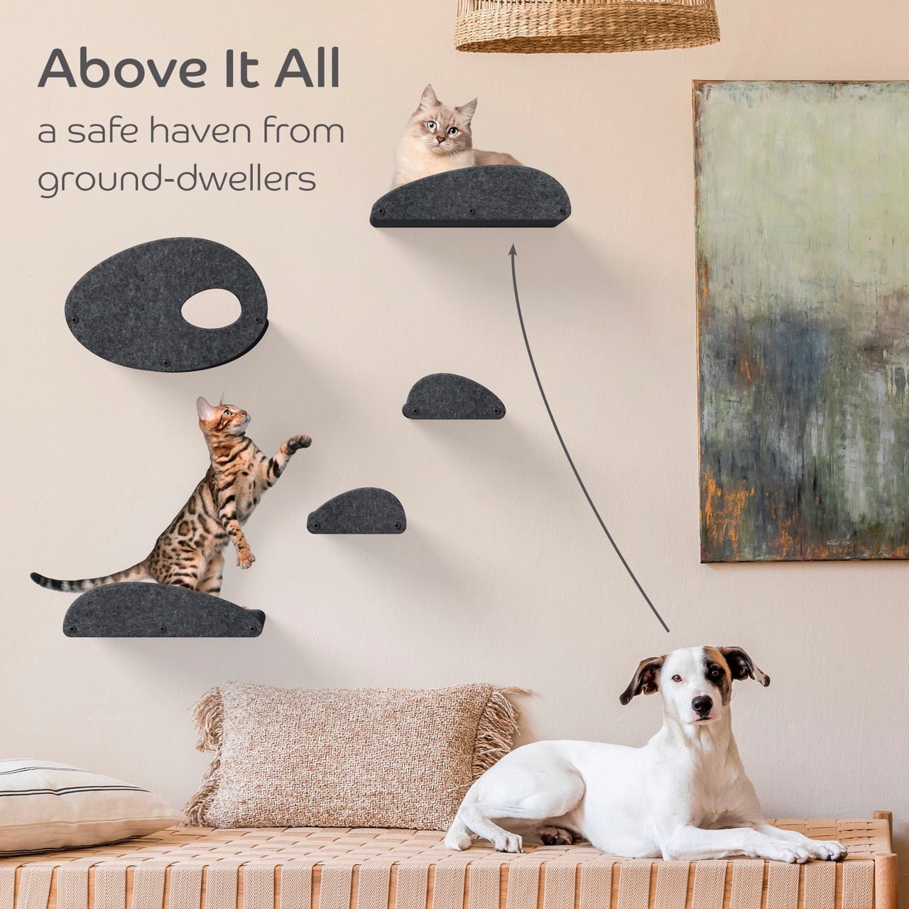 Long Charcoal Cat Climber with Facade - Pryde Pets | prydepets.com