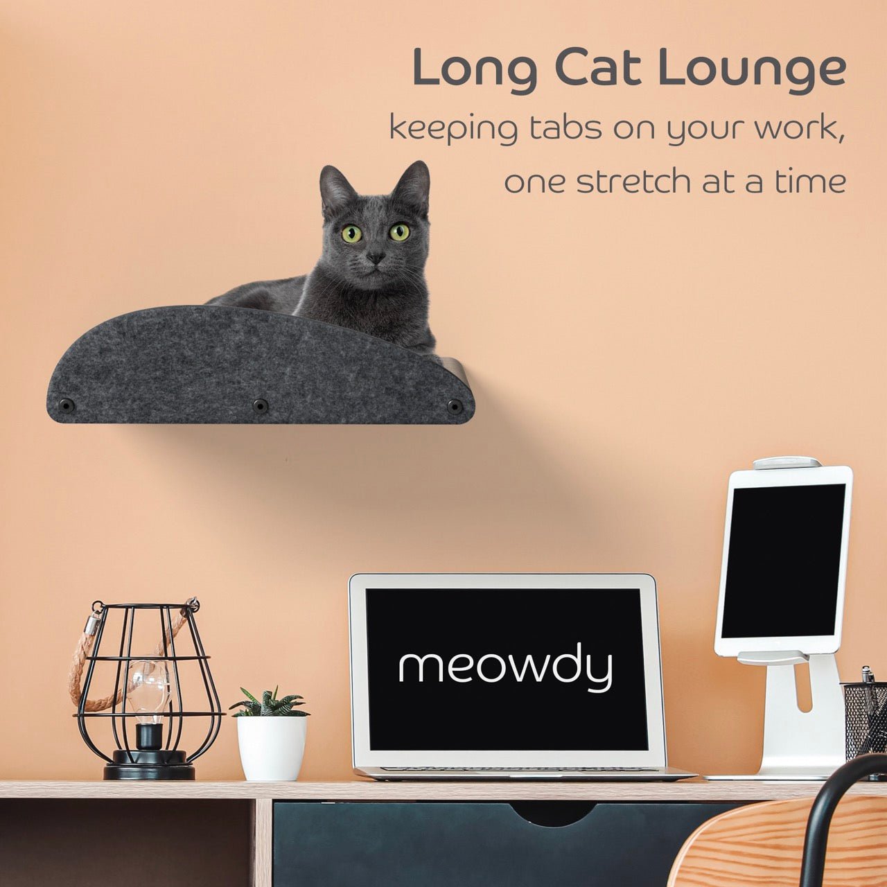 Long Charcoal Cat Climber with Facade - Pryde Pets | prydepets.com