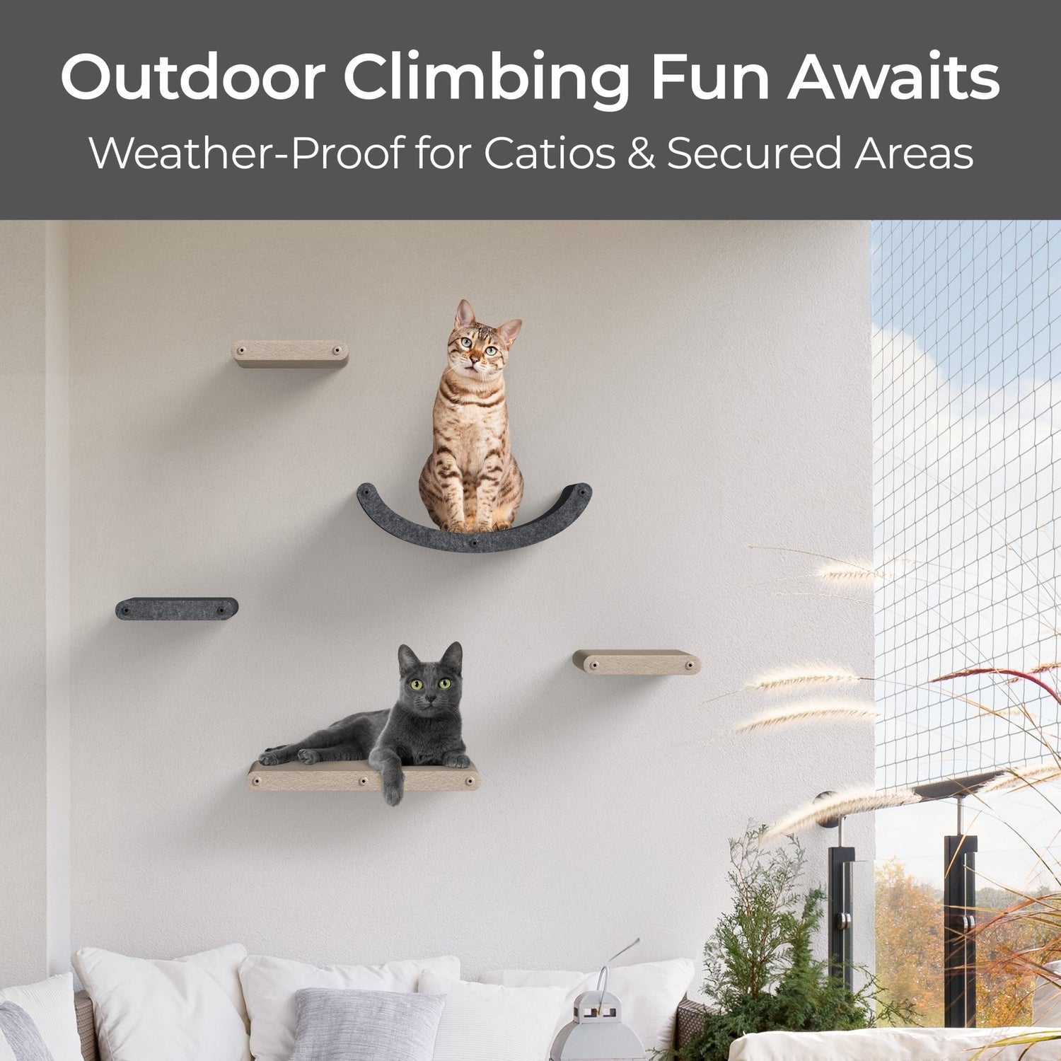 Long Charcoal - Individual Cat Climber Shelf - Pryde Pets | prydepets.com