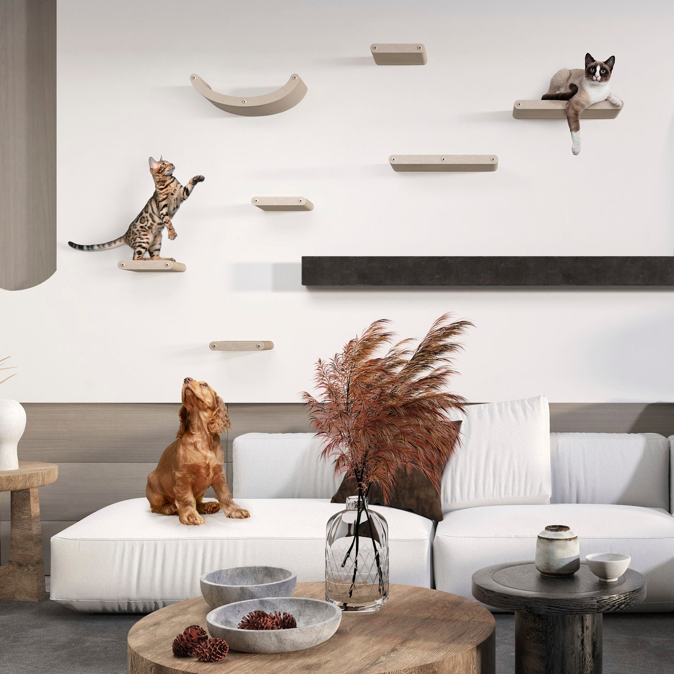 Oatmeal 2 x Short Step Cat Climbers - Pryde Pets | prydepets.com