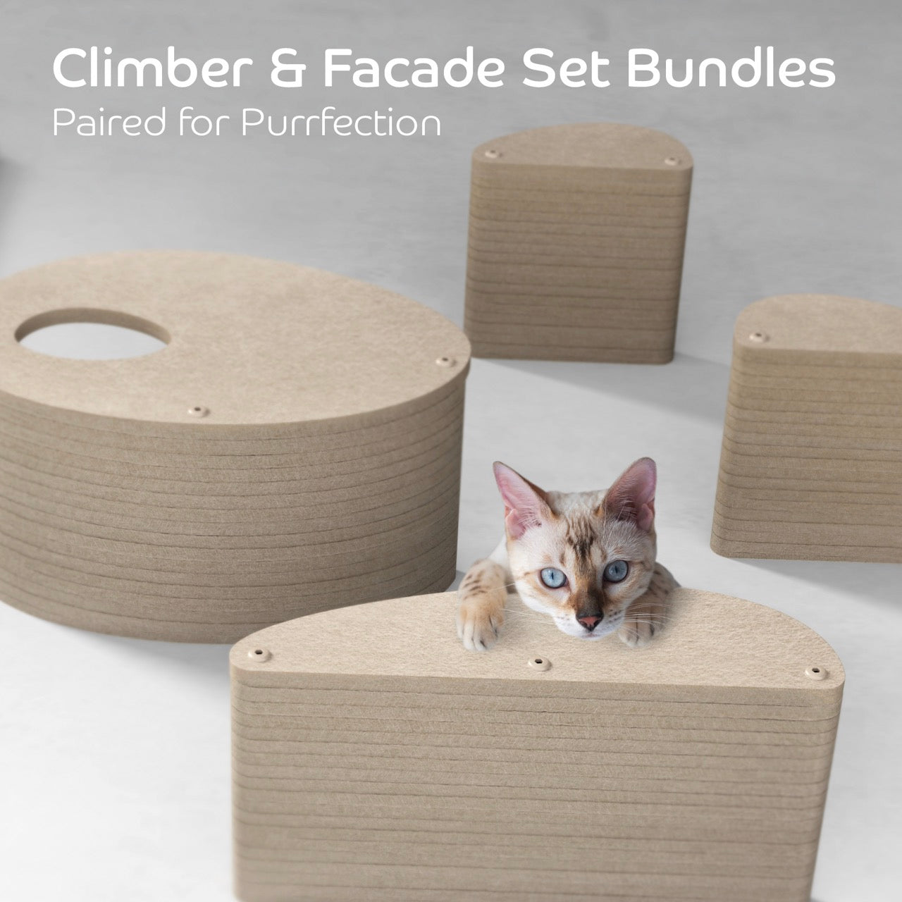 Oatmeal Cat Climber Set (4 Shelves) with Facades - Pryde Pets | prydepets.com