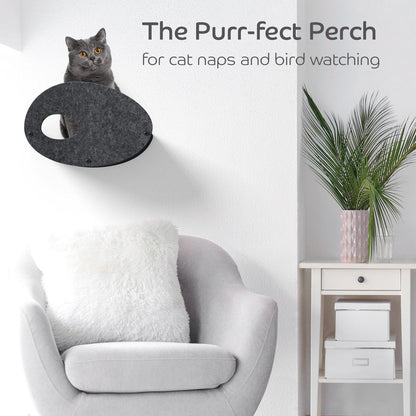 Curved Charcoal Cat Climber with Facade - Pryde Pets | prydepets.com