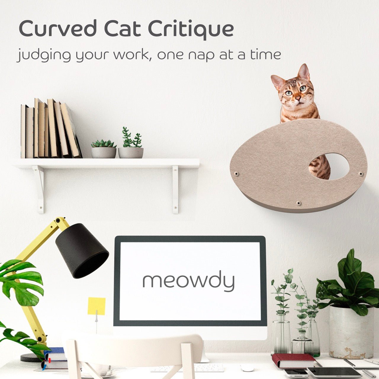 Curved Oatmeal Cat Climber with Facade - Pryde Pets | prydepets.com