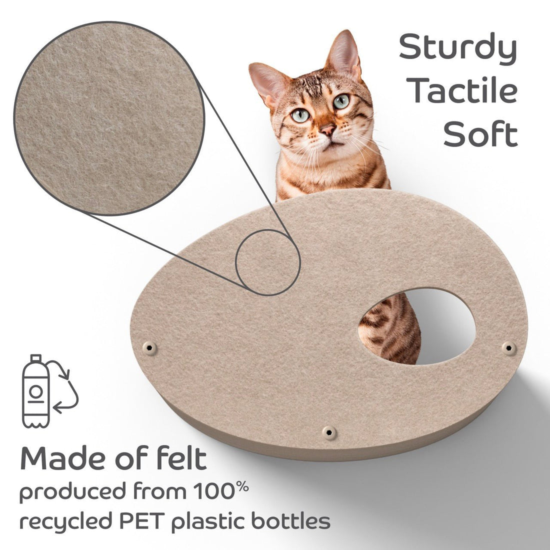 Curved Oatmeal Cat Climber with Facade - Pryde Pets | prydepets.com