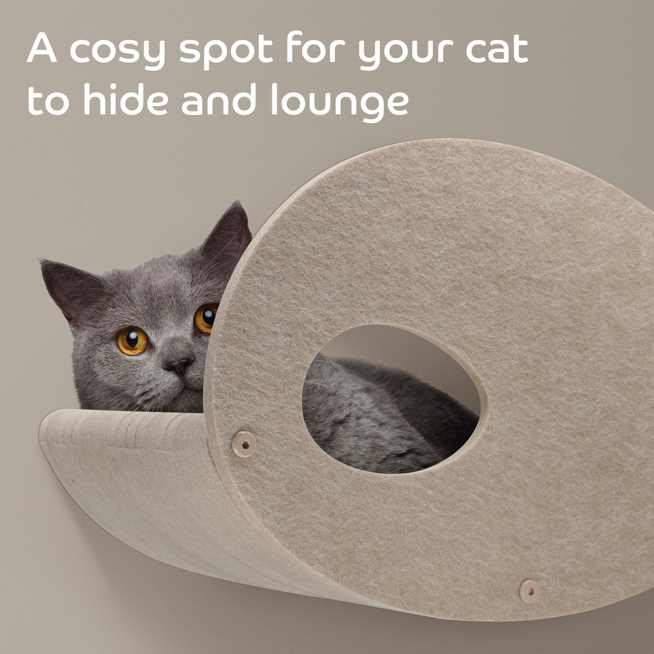 Curved Oatmeal Cat Climber with Facade - Pryde Pets | prydepets.com