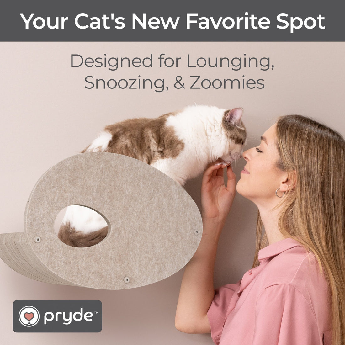 Curved Oatmeal - Individual Cat Climber Facade - Pryde Pets | prydepets.com