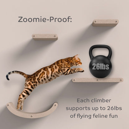 Curved Oatmeal - Individual Cat Climber Shelf - Pryde Pets | prydepets.com