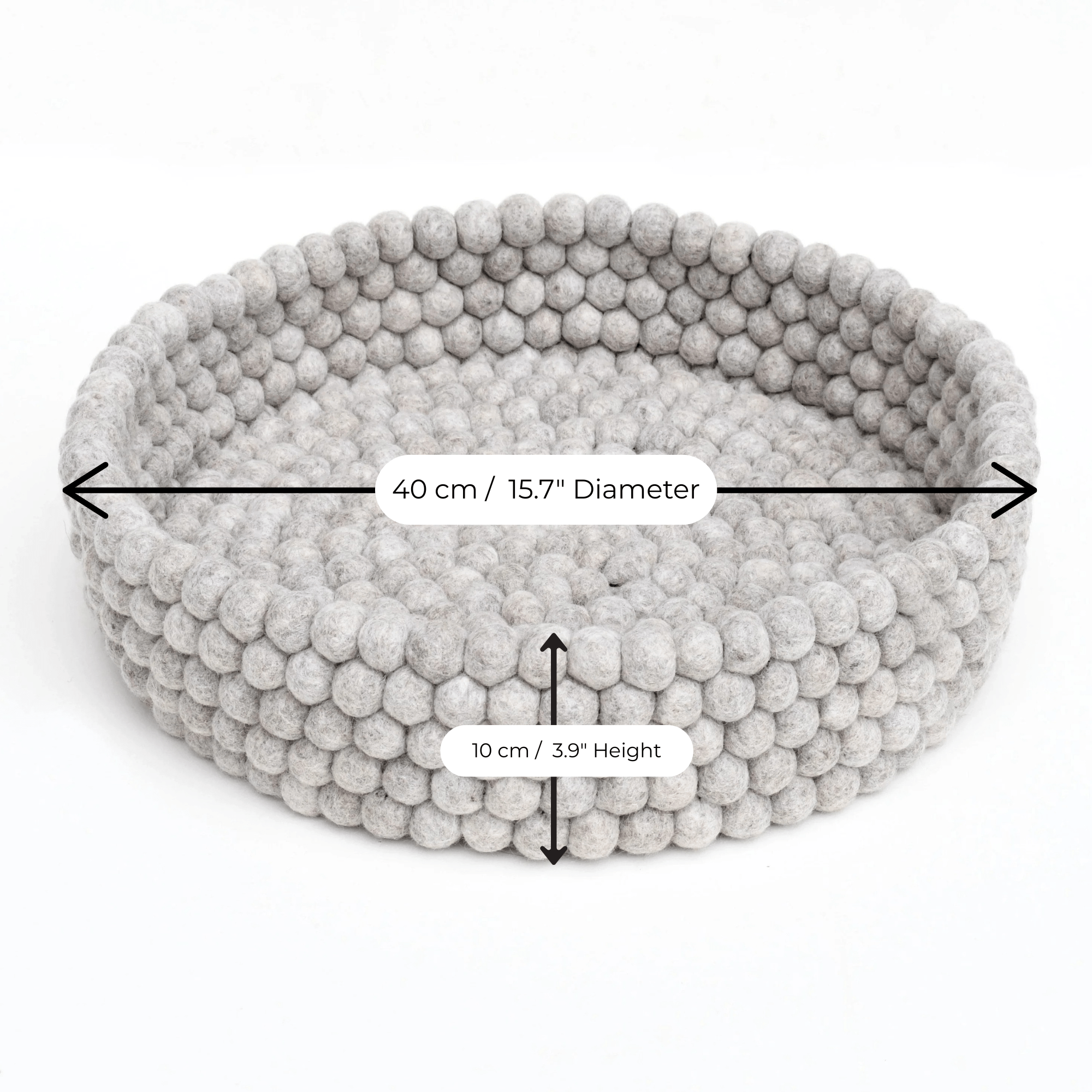 Handmade Felt Ball Cat Bed Round Wool Basket - Grey - Pryde Pets | prydepets.com