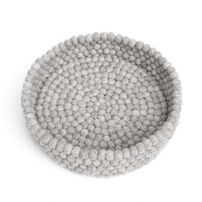 Handmade Felt Ball Cat Bed Round Wool Basket - Grey - Pryde Pets | prydepets.com