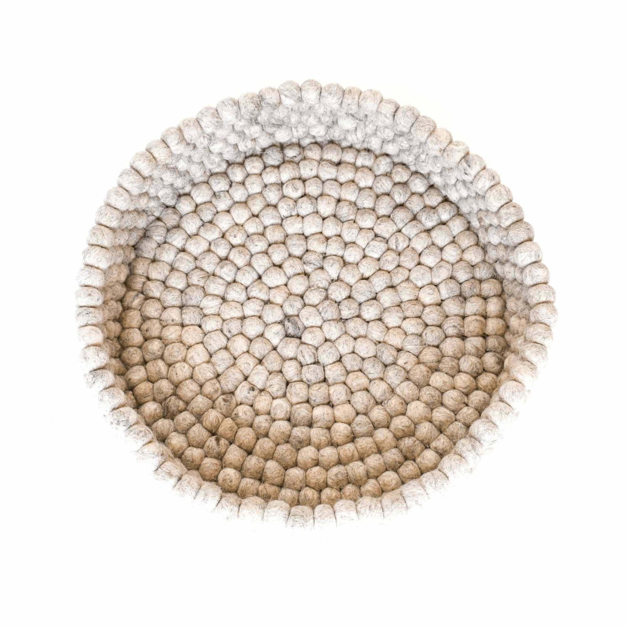 Handmade Felt Ball Cat Bed Round Wool Basket - Sandstone - Pryde Pets | prydepets.com