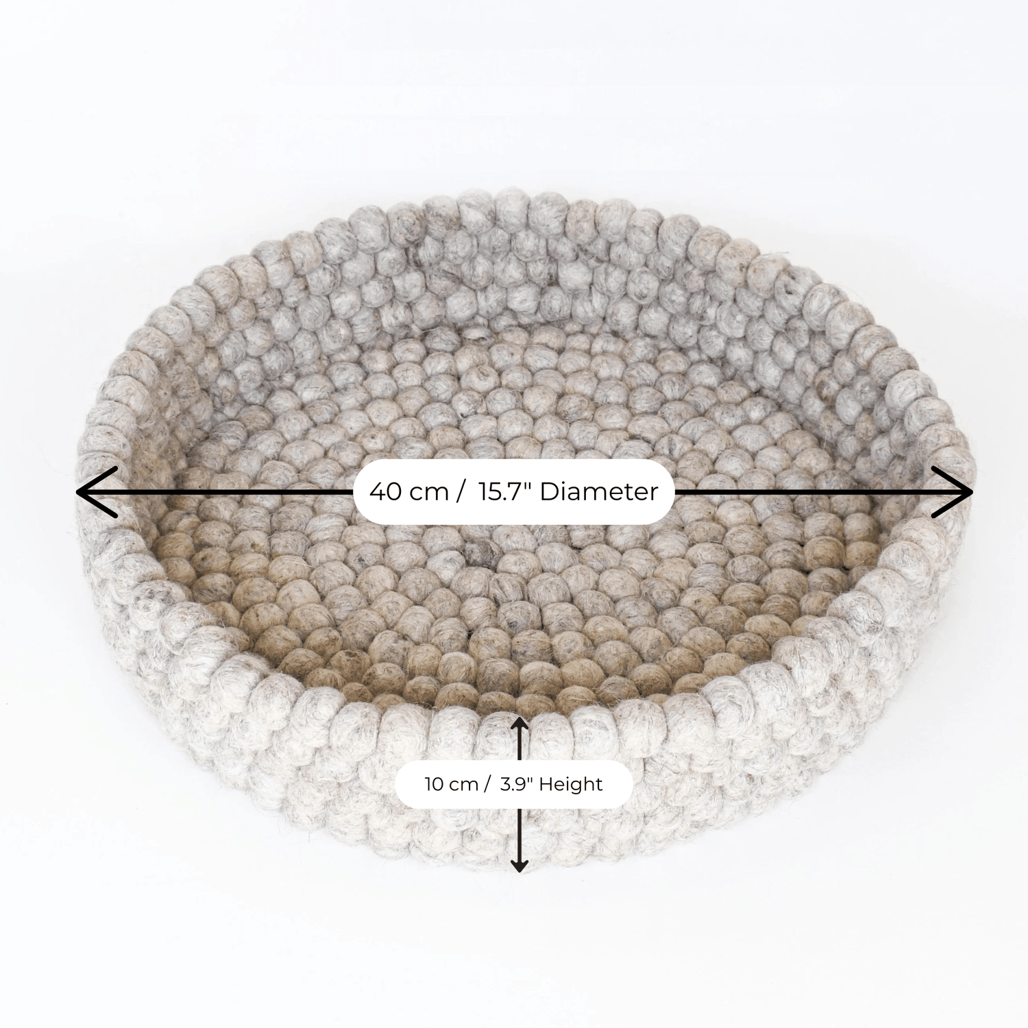 Handmade Felt Ball Cat Bed Round Wool Basket - Sandstone - Pryde Pets | prydepets.com
