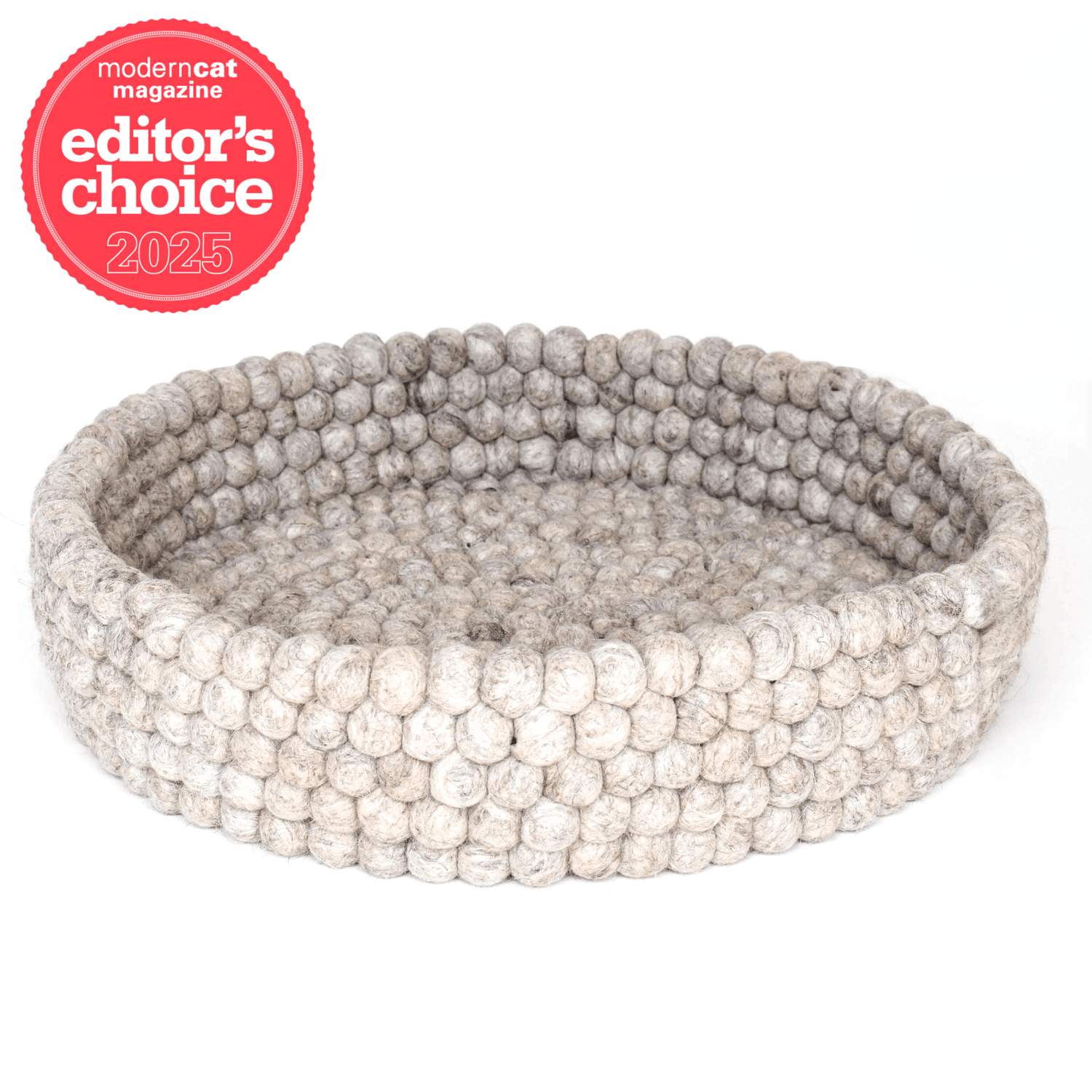 Handmade Felt Ball Cat Bed Round Wool Basket - Sandstone - Pryde Pets | prydepets.com