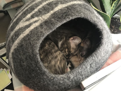 Handmade Felt Cat Cave – Dark Grey Slate - Pryde Pets | prydepets.com