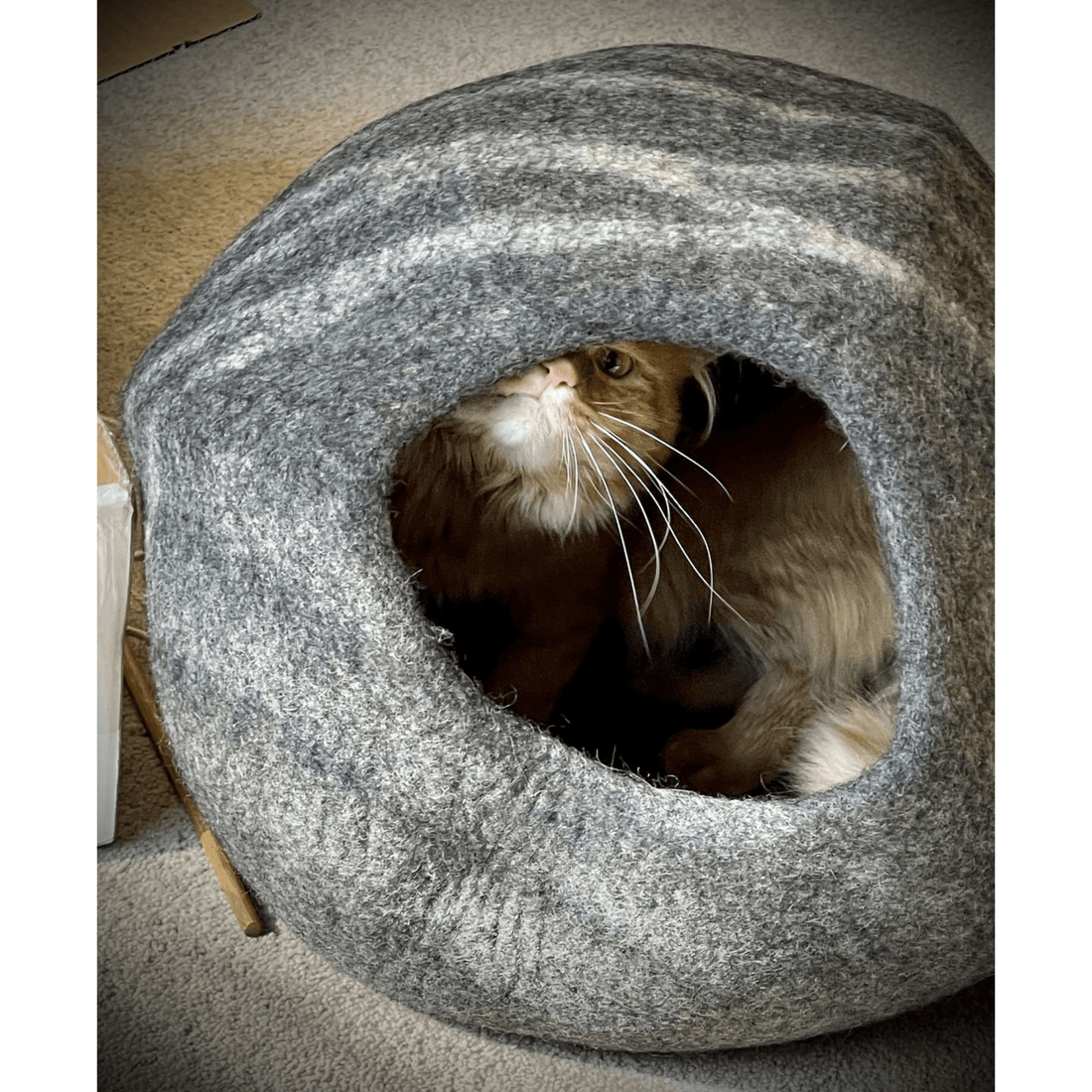 Handmade Felt Cat Cave – Dark Grey Slate - Pryde Pets | prydepets.com
