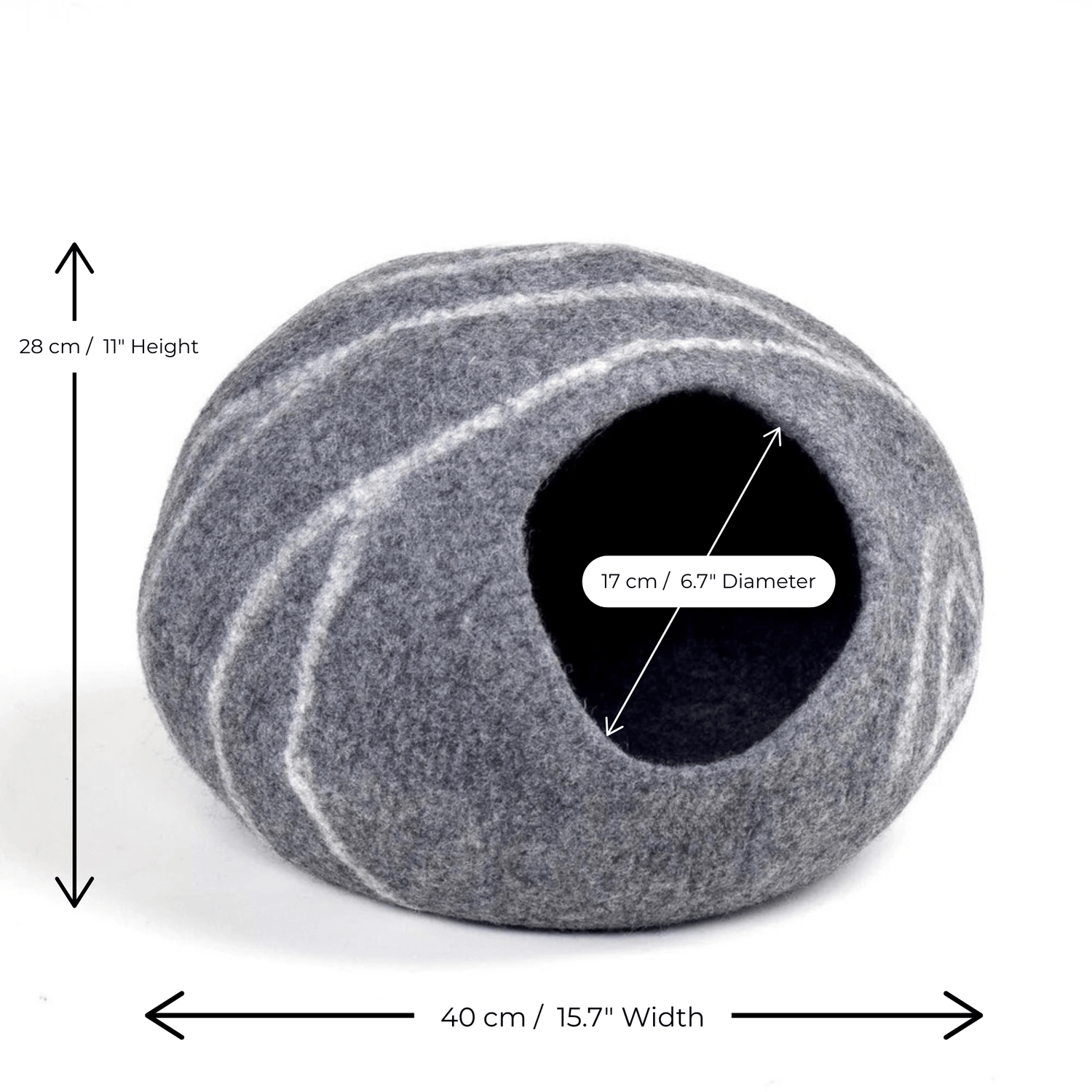 Handmade Felt Cat Cave – Dark Grey Slate - Pryde Pets | prydepets.com