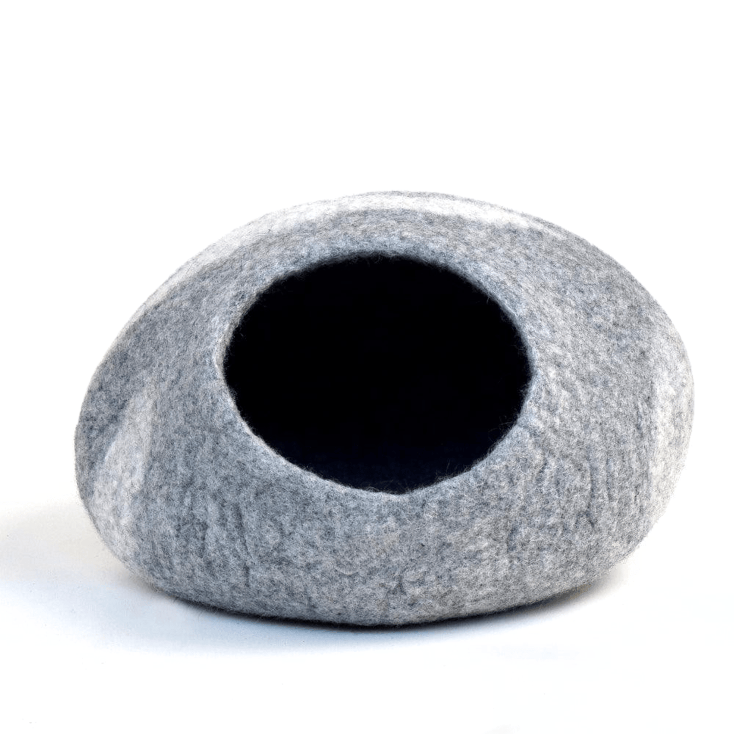 Handmade Felt Cat Cave – Light Grey River Stone - Pryde Pets | prydepets.com