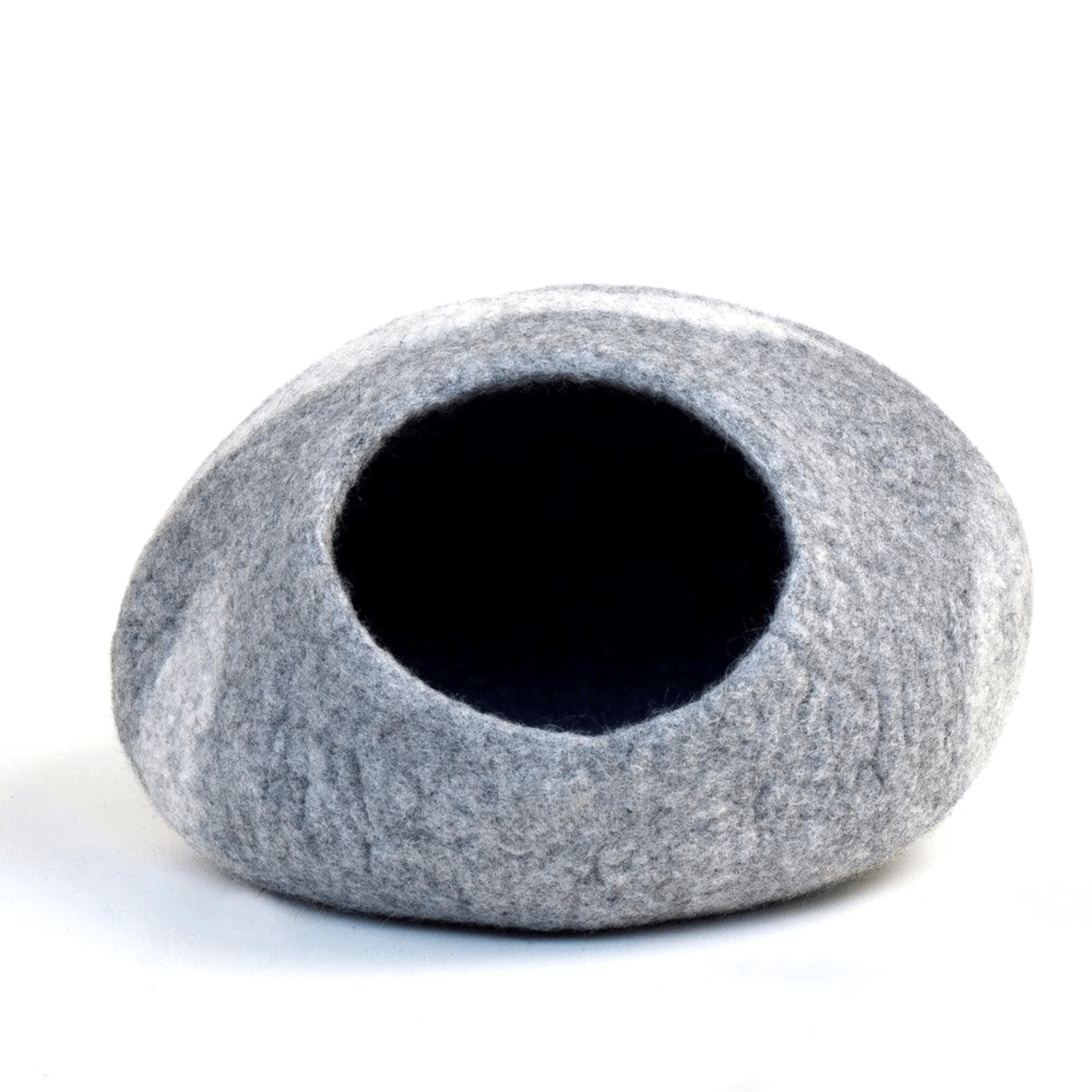 Handmade Felt Cat Cave – Light Grey River Stone - Pryde Pets | prydepets.com