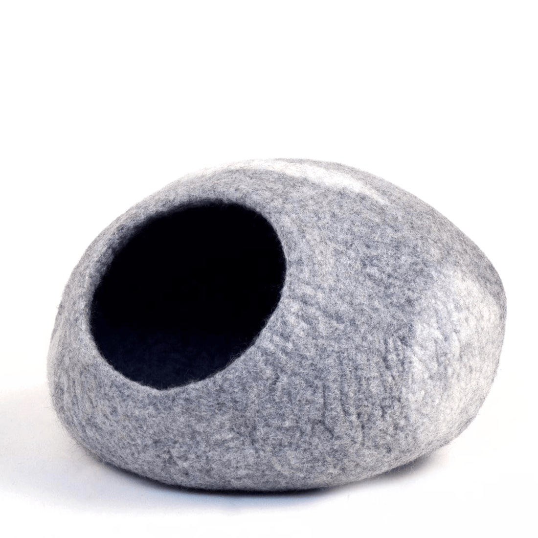 Handmade Felt Cat Cave – Light Grey River Stone - Pryde Pets | prydepets.com