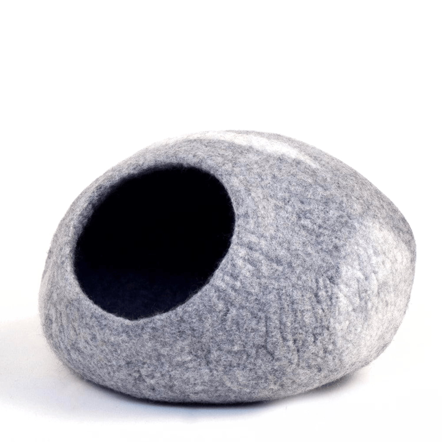 Handmade Felt Cat Cave – Light Grey River Stone - Pryde Pets | prydepets.com