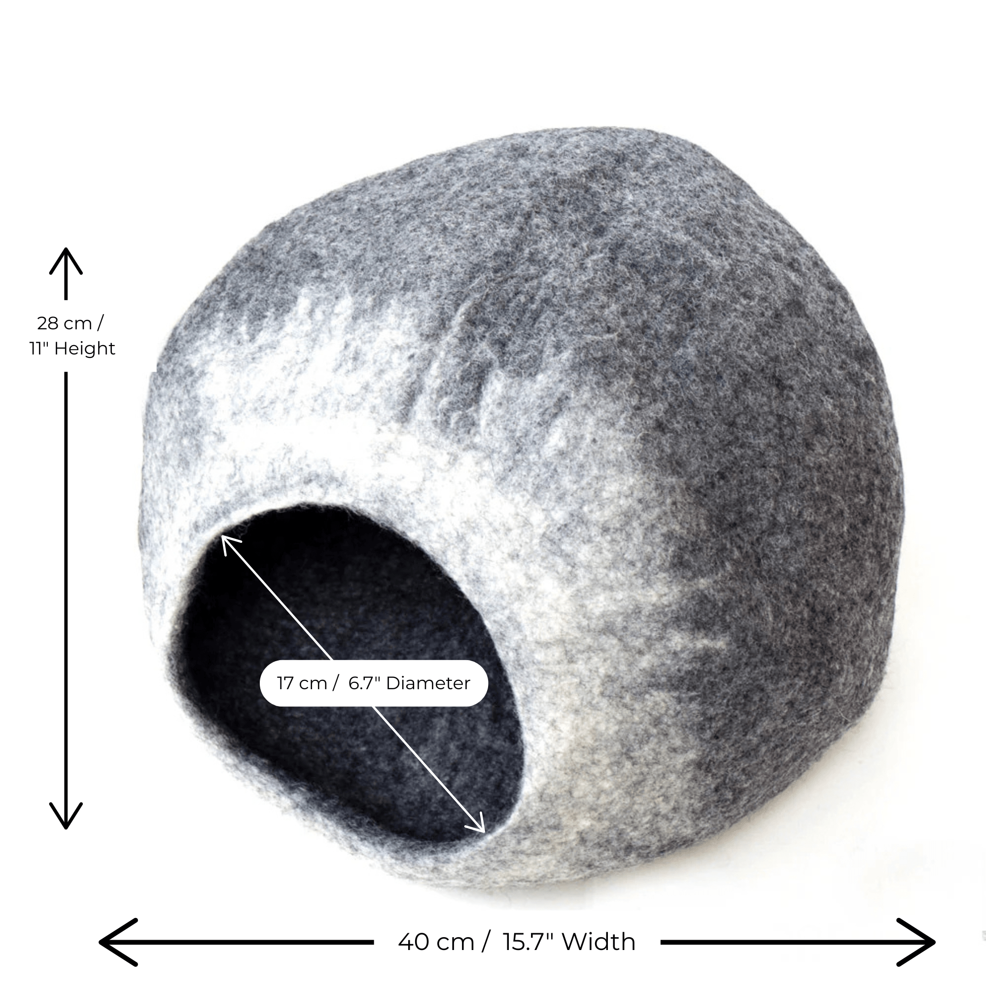 Handmade Felt Cat Cave – White Grey Ombre - Pryde Pets | prydepets.com