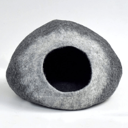 Handmade Felt Cat Cave – White Grey Ombre - Pryde Pets | prydepets.com