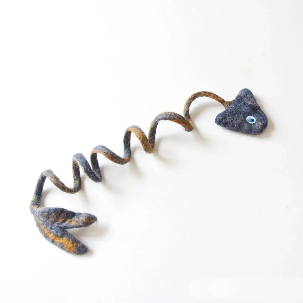 Handmade Felt Fish Spring Cat Toy - Grey - Pryde Pets | prydepets.com