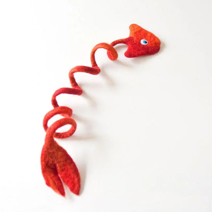 Handmade Felt Fish Spring Cat Toy - Red - Pryde Pets | prydepets.com