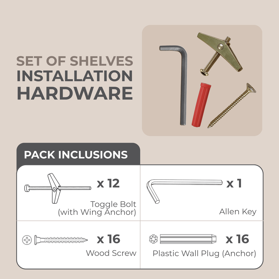 Installation Hardware Pack for Cat Climber Sets - Pryde Pets | prydepets.com
