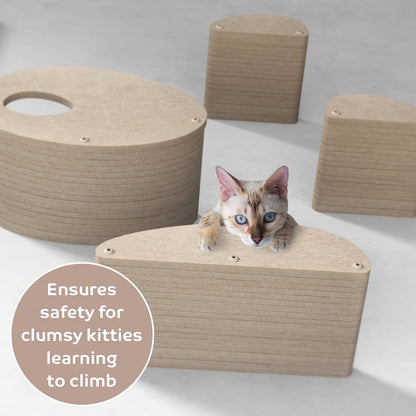 Long Oatmeal Cat Climber with Facade - Pryde Pets | prydepets.com