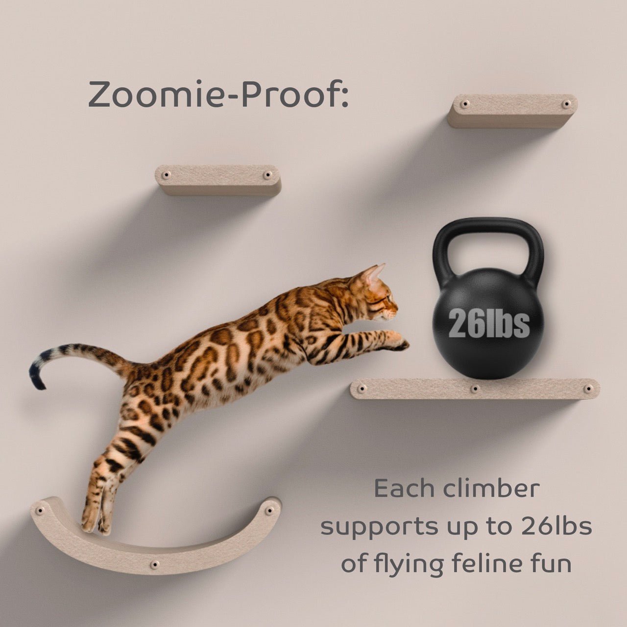 Long Oatmeal - Individual Cat Climber Shelf - Pryde Pets | prydepets.com