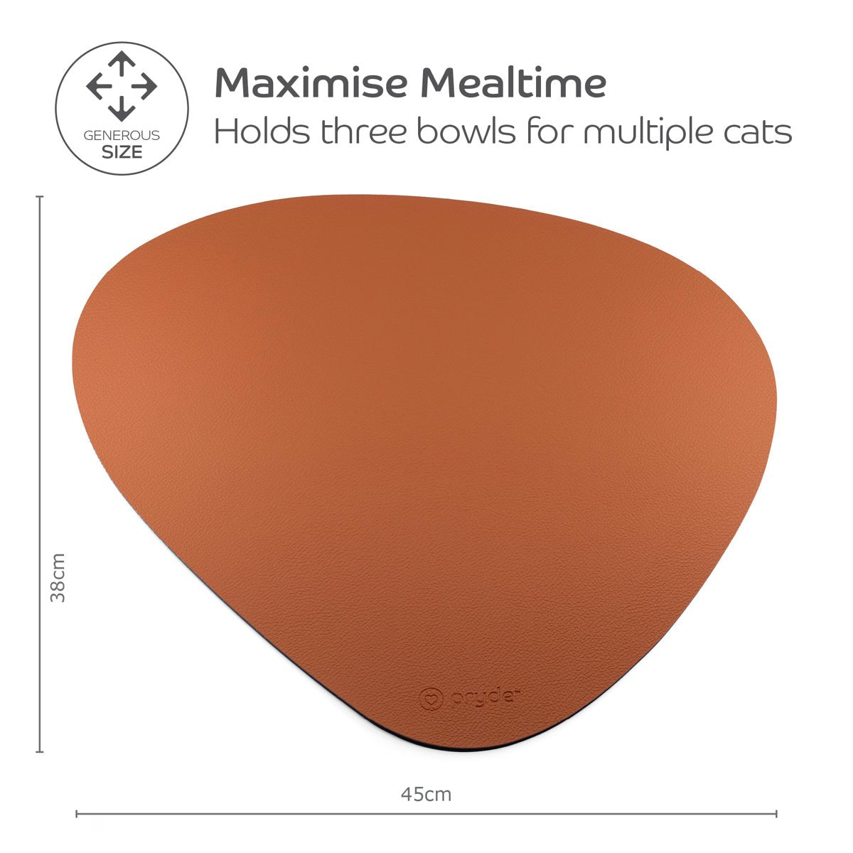 Reversible Cat Dining Mat - Chestnut/Navy - Pryde Pets | prydepets.com