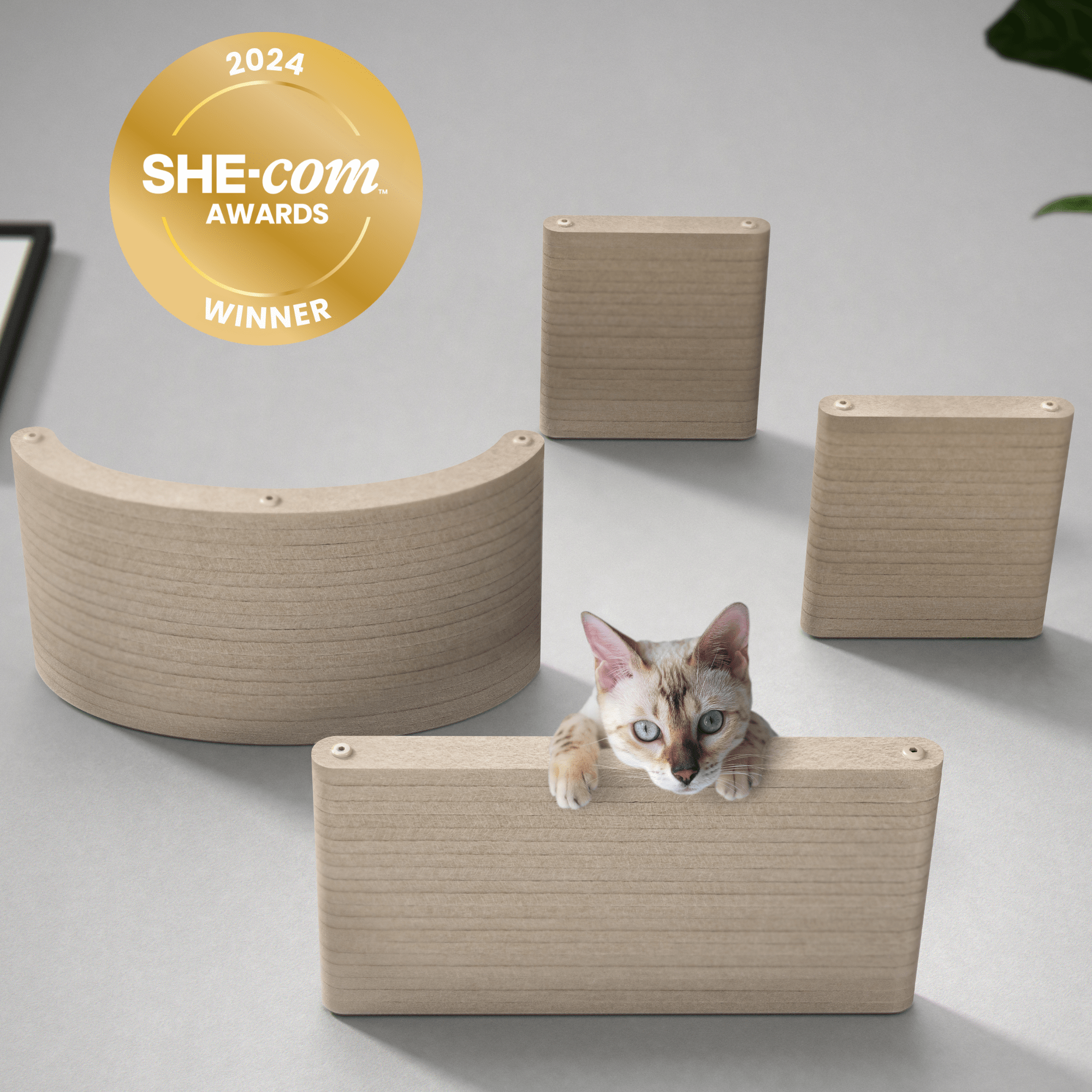 Set of 4 Oatmeal Cat Climbers - Pryde Pets | prydepets.com