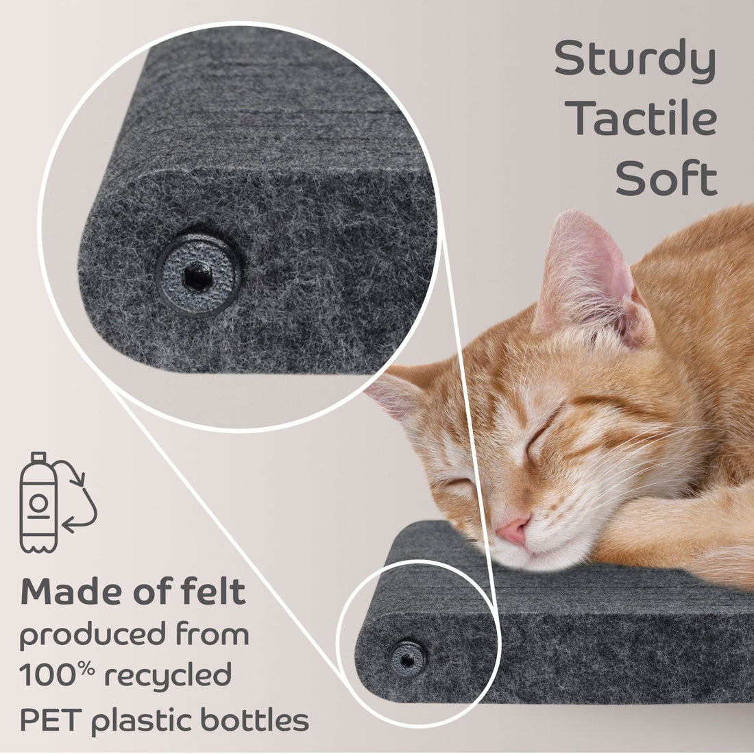 2 x Short Charcoal - Individual Cat Climber Shelves - Pryde Pets | prydepets.com.au