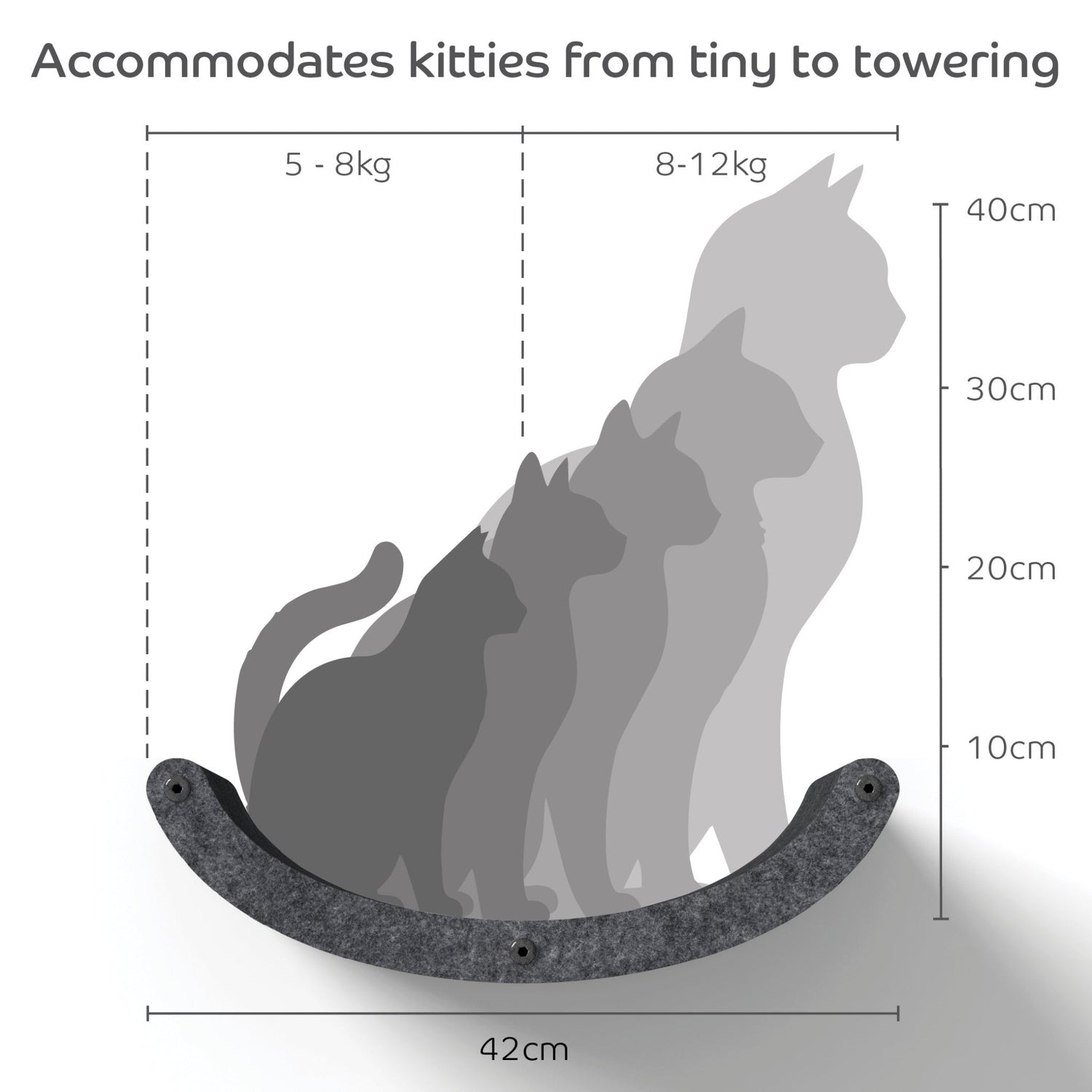 Curved Charcoal - Individual Cat Climber Shelf - Pryde Pets | prydepets.com.au