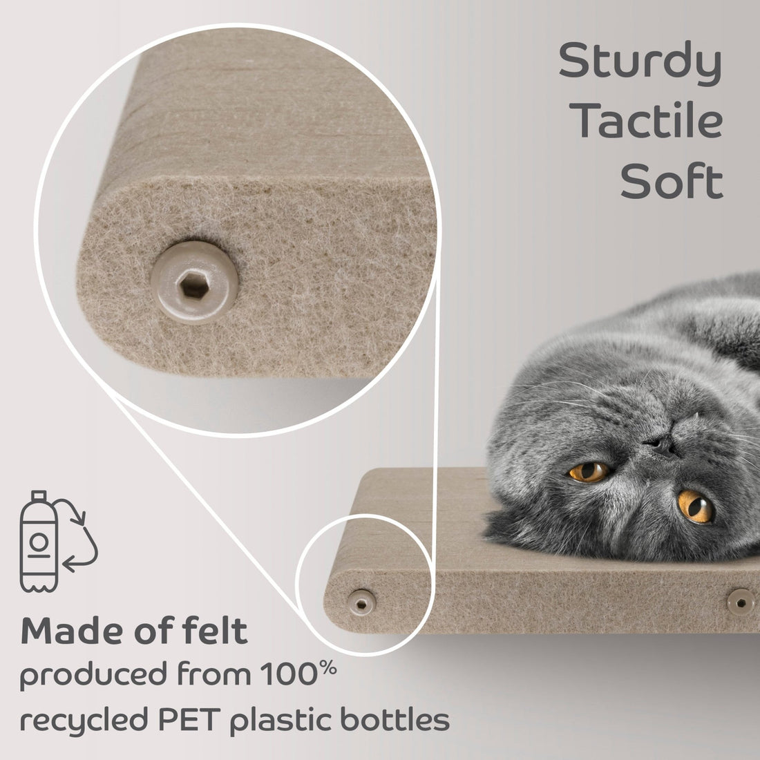 2 x Short Oatmeal - Individual Cat Climber Shelves - Pryde Pets | prydepets.com.au